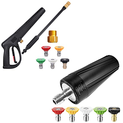 Coyardor Pressure Washer Gun Wand Kit with High Pressure Washer Turbo Nozzle, M22-14mm & M22-15mm Fitting Replacement for Ryobi, Greenworks