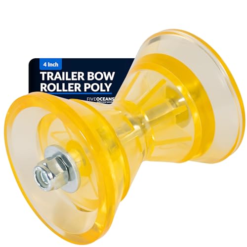Five Oceans 4-Inch Boat Trailer Roller - Marine Boat Roller for Trailer, Clear Yellow Bow Boat Roller Poly - FO4788
