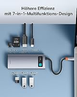 Baseus USB C Hub 7 in 1 Adapter mit 4K@60Hz HDMI, 100W PD, 3 A 3.0 5Gbps, SD/TF Kartenleser, Docking Station für iPhone 15, Laptop MacBook/Surface Pro/iPad/Steam Deck/Rog Ally/Samsung – Ansicht 2