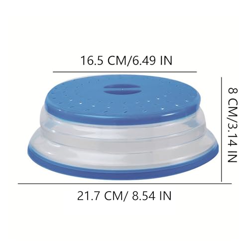 Collapsible Microwave Splatter Cover, Microwave Plate Cover With Steam Vent,BPA-Free Silicone & Plastic (black, 8.5IN)