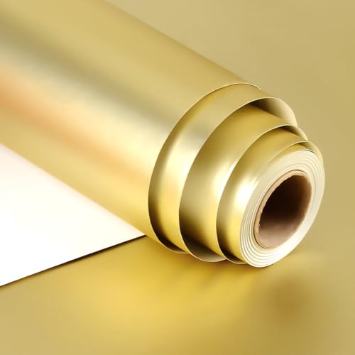 Gold Geschenkpapier, 43 cm x 10 m Metallisches Gold Geschenkpapier für Weihnachten Geburtstag Hochzeit Jubiläen