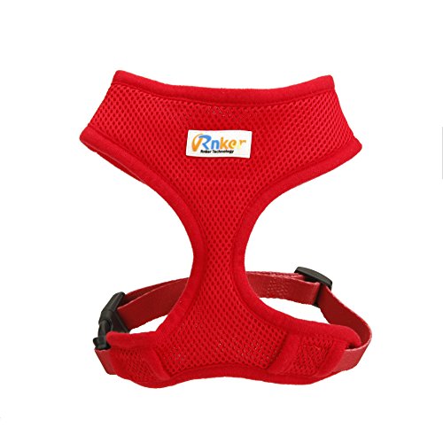 Rnker Soft Mesh Dog Harnesses Padded Vest No Pull Comfort Double Layer Harness for Pet Puppy (Red S)