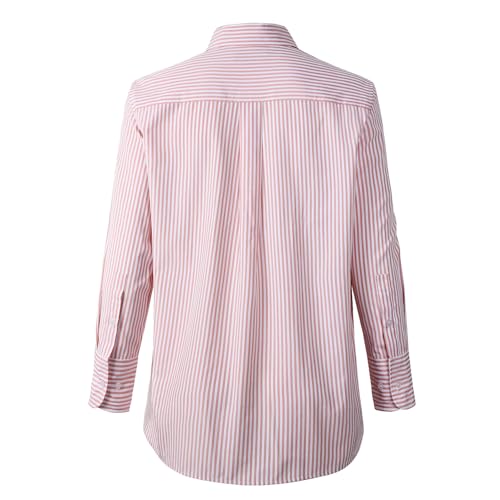 Beninos Striped Button Down Shirts for Women Dress Shirts Long Sleeve Casual Collared Office Work Shirt with Pocket