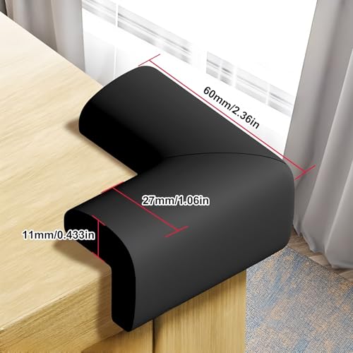 Image of 4-Pack NiceTCU L-Shaped Extra Thick Furniture Table Edge Protection Foam Baby Safety Bumper Guard for Fireplace, Table, Stairs, Cabinet(Black)