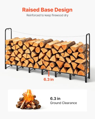 Image of VEVOR Firewood Rack 8ft 1 /2 Cord Heavy Duty Outdoor Wood Storage Holder