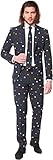 OppoSuits Lustige Abschlussball Anzüge für Herren - Komplettes Set: Jackett, Hose und Krawatte, Schwarz, 56 EU