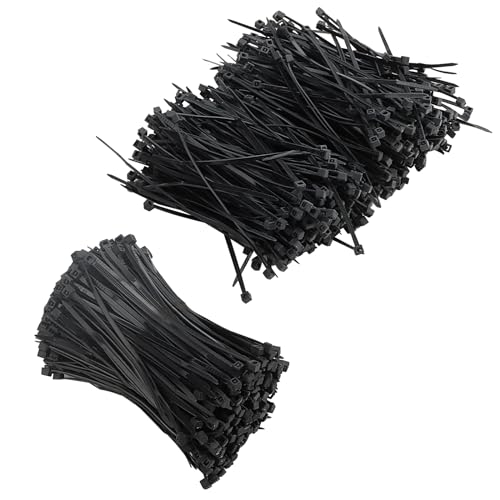 KEILEOHO 2000 Pack 4 Inch Black Cable Ties, 100mm x 2.5mm Nylon Zip Ties Wraps, Self Locking Small Zip Ties for Home, Office, Garage