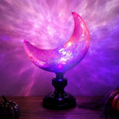 MUMTOP Halloween Moon Lamp Purple Crystal Ball Lights with Resin Base