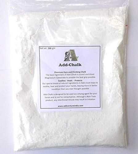ADD GEAR Rock Climbing Chalk, Power Lifting, Crossfit, No Slip, Pure Magnesium Carbonate Gym Chalk, 200 gm