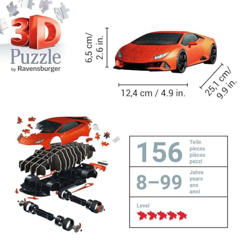 Puzzle 3D 108 pièces Lamborghini Huracán EVO avec grille Ravensburger France - vue 9