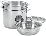 Cuisinart 4-Piece Cookware Set, 12 Quarts, Chef's Classic Stainless Steel Pasta/Steamer, 77-412P1