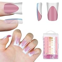 Amazon | NOVO OVO White French Tip Duck Nail Tips Berry Pink