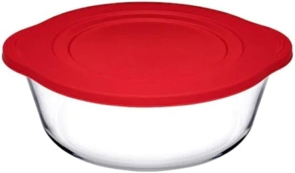 Paşabahçe 59001 Plastik Kapaklı Yuvarlak Borcam Saklama Kabı, 2100cc, 2 Adet