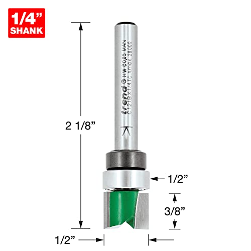 Trend CraftPro Geführter Profilfräser, 1/4-Zoll-Schaft, 9,5 mm Schneiddurchmesser und 12,7 mm Schnittlänge, Hartmetallbestückt, C121BX1/4TC