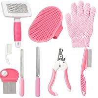 Kaninchen BüRste, 9 StüCk Rosa Kaninchen PflegebüRste, Kaninche Pflege Set Mit Nagelknipser Und Trimmer Haustier Haarentferner Lang FüR Hasen Welpen KäTzchen Meerschweinchen Frettchen Kleine Tiere