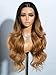 JOEDIR 26" Big Curly Wavy Free Part Lace Frontal Wigs With Baby Hair Hight Temperature Synthetic Human Hair Feeling Wigs For Black Women 180% Density Wigs Ombre Color 200g(SOP43026)