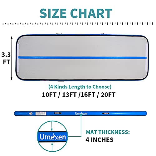 Umeken Inflatable Gymnastics Mat 16 Ft Air Mat Tumbling Mat Tumble Gymnastic Exercise Training Mat For Home/Practice/Cheerleading/Yoga/Beach/Water/Park With Pump #TOP3
