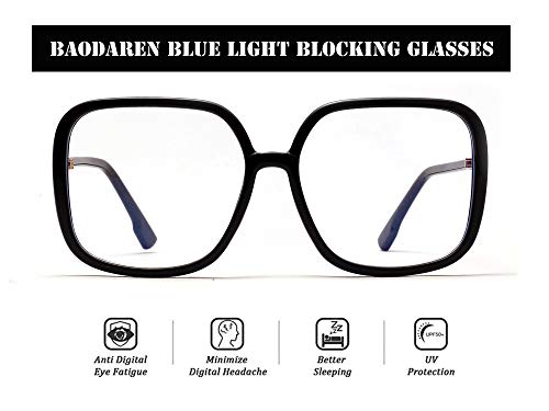 Image of Blue Light Blocking Glasses Oversized Square Frame Women /Men Anti Eyestrain Computer Eyeglasses L3000A
