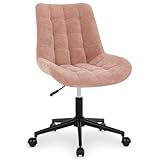 IDIMEX Silla giratoria Vasilo de altura regulable en color rosa, silla giratoria para ordenador con cómodo