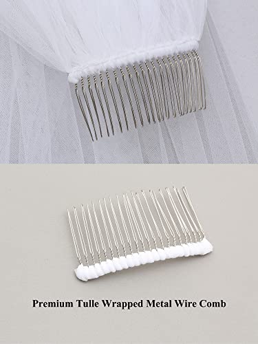 2T 2 Tier 1/8" Ribbon Crystal Circular Veil - Light Ivory Fingertip Length 36" V511 #TOP4