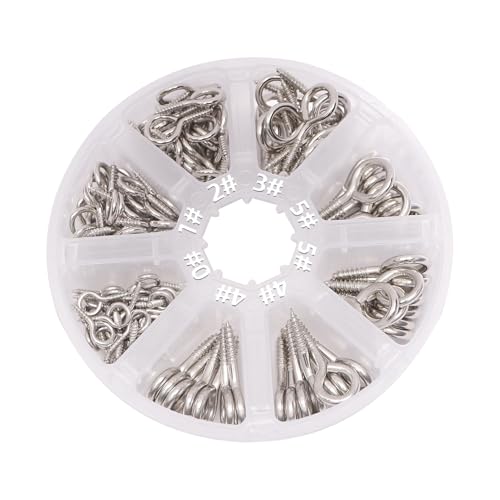 Akso Aoyupe 175Pcs Boxed, Alloy Steel Metal Eye Hook Screw Self Tapping Screw, Boxed in 6 Models, Black