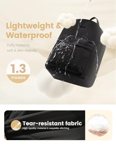 LOVEVOOK-Puffer-Laptop-Backpack-for-Women-Girl-Travel-WorkLightweight-Cute-Bookbag-Quilted-School-Computer-Backpack-PurseTeacher-Nurse-Laptop-BagWaterproof-Student-Casual-Daypack156-Inch-Black