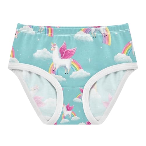 Cute Llamas Rainbows Blue Toddler Girl Undies, Girls' Underwear, 2T–8 Years