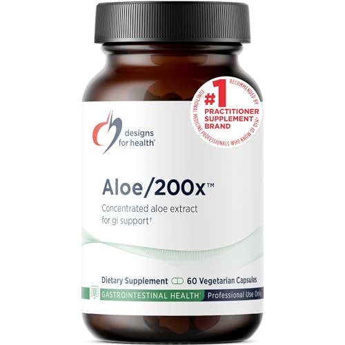 Designs for Health Aloe/200x - 200mg Aloe Vera Extract - Highly Concentrated Aloe Leaf Supplement for GI Support - Non-GMO Vegetarian Pills (60 Capsules)