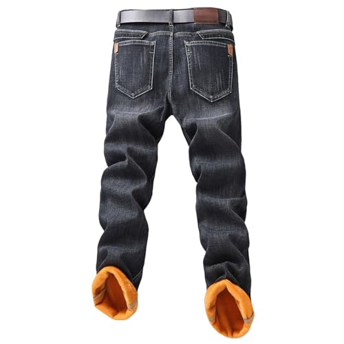 Jeans for Men Winter Fall Casual Breathable Fleece Thicken Lined Jeans Thermal Warm Loose Fit Business Denim Pants3