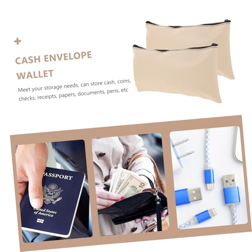 2Pcs PU Money Holder with Zipper Multi Functional Cash Pouch for Traveling Storage of Receipts and Documents Students and Professionals4