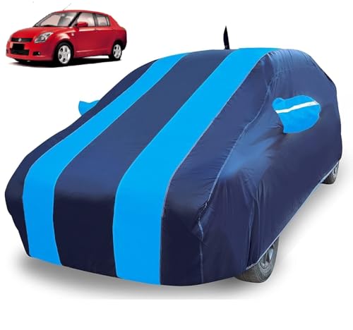 Image of Auto Hub Car Cover Compatible with Maruti Swift Dzire (Model : 2008-2016) with Antenna & Mirror Pocket, Weather Proof, Triple Stitched, Swift Dzire Car Cover- Navy-Blue