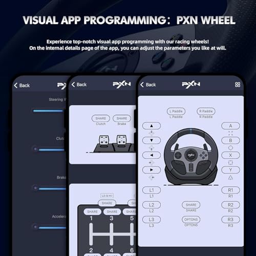Image of Playtastic PXN V9 Gen2 Racing Wheel with Shifter and Pedals, 270 /900 Degree Vibration Gaming Steering Wheel