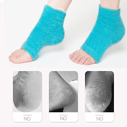 Moisturizing Heel Socks 2 Pairs Moisturizing Silicone Gel Heel, Socks For Dry Hard Cracked Skin Open Toe Comfy Recovery Socks Day Night Care (Blue/Pink) #TOP3