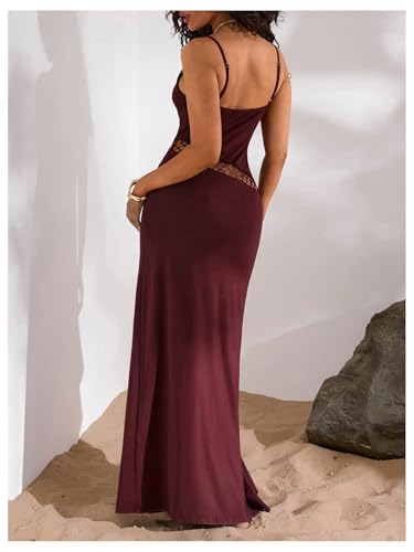 Milumia Women's Hollow Out Split Thigh Cami Dress Sexy Deep V Neck Party Club Maxi Dresses3