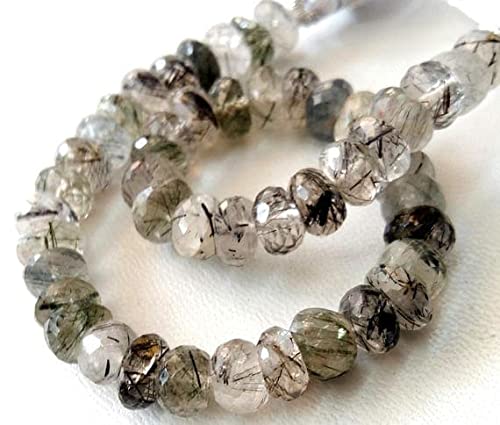 Quartz rutilé noir perles rondelles pour composer vos bracelets de lithothérapie élégants