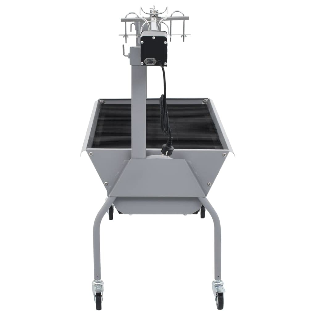 Barbacoa de carnicero con accionamiento eléctrico, altura ajustable, portátil, para carne, verduras, pescado, balcón, terraza, interior y exterior, con pincho, 128,8 x 55,1 x 100,5 cm