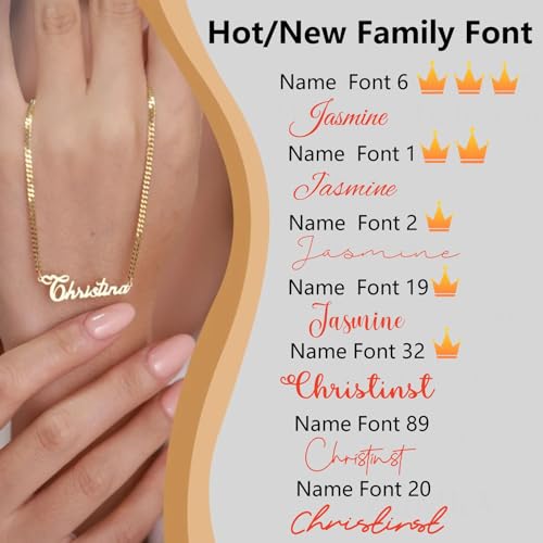 Novgarden Name Necklace Personalized, 18K Gold Plated Custom Name Necklace Nameplate Pendant Jewelry Gift for Women, Girls4