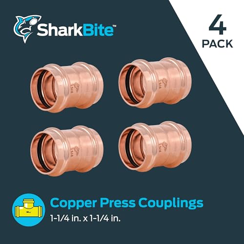 Image of SharkBite 1-1 /4 Inch Coupling, Copper Press Plumbing Fitting, Pack of 4, UPR0135X4