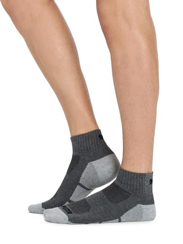 PUMA mens 6 Pack Quarter Crew fashion liner socks, Dark Grey/Black Red Combo, 10 13 US image 5