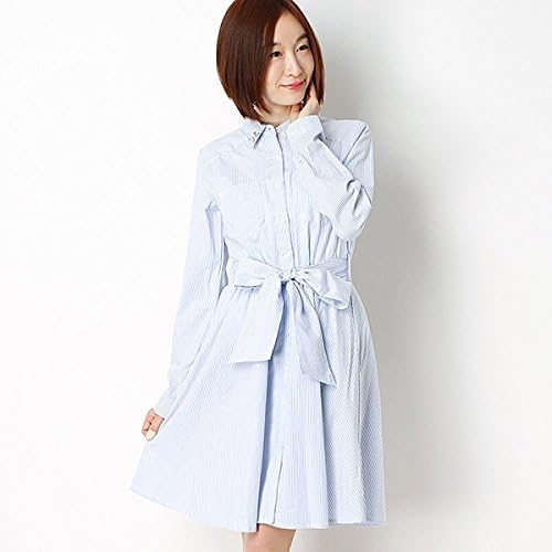Amazon Co Jp イング Ingni ワンピース L90サッシュ付ストライプshop サックス ストライプ M 服 ファッション小物