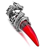 MunkiMix Acero Inoxidable Colgante Collar Simulado Cristal El Tono De Plata Rojo Dragón Lobo...