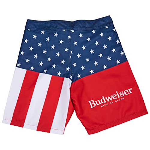Budweiser King of Beers Stars and Stripes Men's Swim Trunks Board Shorts (as1, Alpha, x_l, Regular, Regular, 2XLarge (38)) Blue2