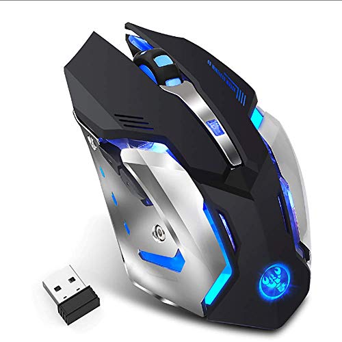 Wireless Gaming Mouse, 2400 DPI 2,4 Ghz Wireless-Silent-Maus Für Laptop Für Akku USB-Maus Mit 6 Tasten 7 Veränderbare LED-Farbe Für Mac Und PC