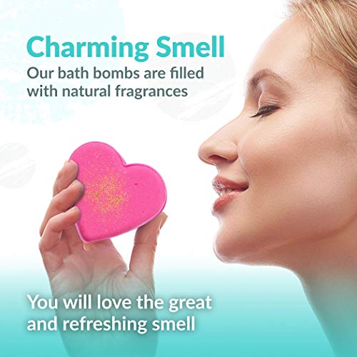 Eco Time Handmade Kids Bath Bombs - All Natural Organic Baby Bath Bombs For Toddlers 1-3 With Heart Shape - Bubble Fizzies Bath Bombs For Women| Pack Of 7 | Pink #TOP4