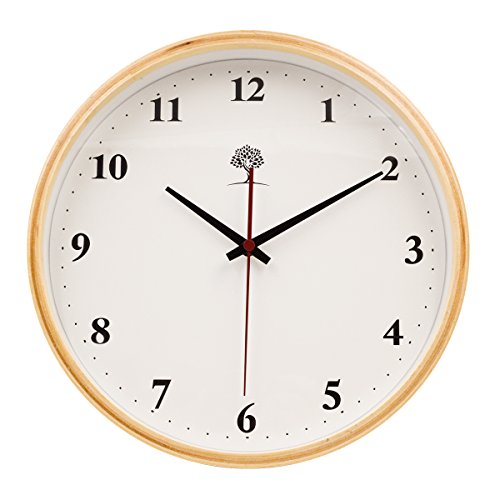 Yoobure Hippih 10-Inch Digital Wooden Silent Wall Clock, Burlywood-Number …