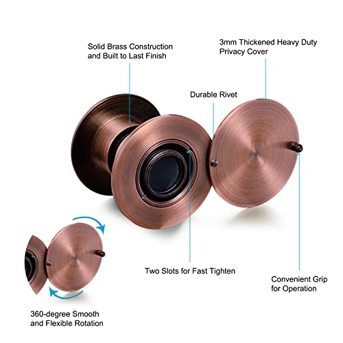Togu Tg5028Yg-Ac Solid Brass Ul Listed 220-Degree Door Viewer With Heavy Duty Privacy Cover For 1-3/5" To 2-1/6" Doors, Antique Copper #TOP4