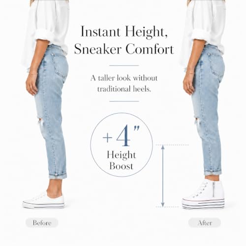 Image of REFRASE LIFE Womens Platform Sneakers with Wedge 3 Inches Height Boost Hidden Heel Shoes, Casual Height Increase Walking Fashion Shoes for Women and Girls
