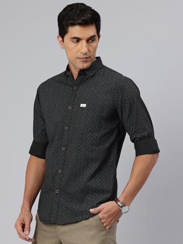 Image of Majestic Man Custom Geometric Printed Pure Cotton Slim Fit Casual Shirt