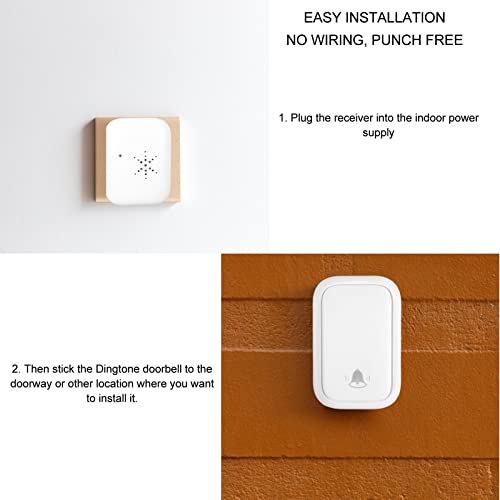 Campainha Sem Fio, Campainha de Porta Com Toque Alto e Receptor para Apartamento (Plugue UE 100-230V