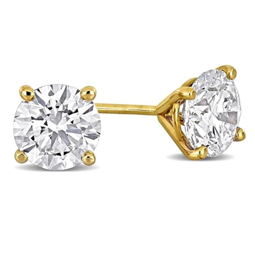 Image of Lab-Grown Diamond Stud Earrings With Unique laser engraved Diamond ID, Set In Platinum, White Gold or Yellow Gold - D Color, VVS2 Clarity, IGI Certified Lab-Grown Diamonds - Available in 1 to 5 CTTW